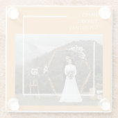 家族エレガントの写真と幸せな感謝祭 ガラスコースター (裏面)