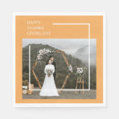家族エレガントの写真と幸せな感謝祭 スタンダードランチョンナプキン (正面)