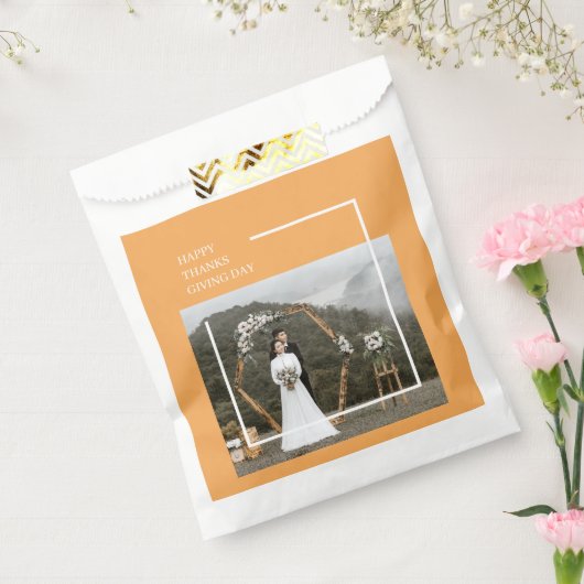 家族エレガントの写真と幸せな感謝祭 フェイバーバッグ (封をした状態)