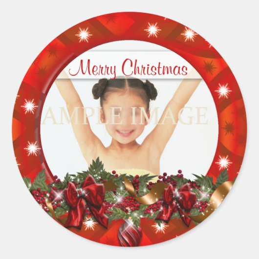 家族エレガントの写真の挨拶 ラウンドシール (正面)