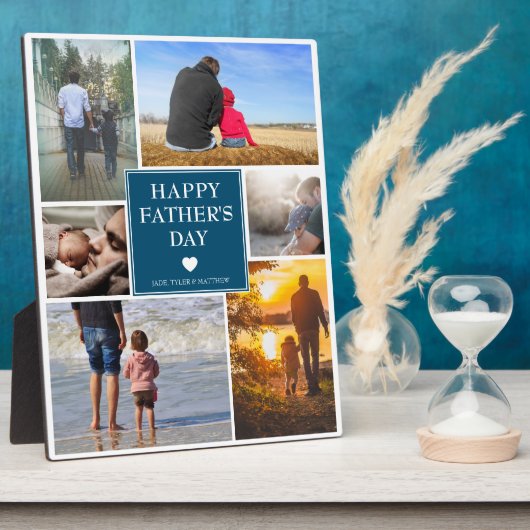 家族エレガントの写真コラージュ |父の日 フォトプラーク (側面)