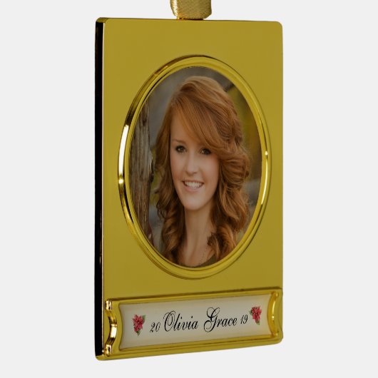 家族エレガントの写真パーソナライズされた名 ゴールドプレートバナーオーナメント (右)