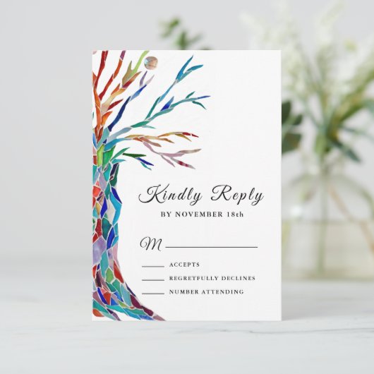 家族エレガントツリーバプテスマ《キリスト教》洗礼式や命名式RSVP 出欠カード (スタンド正面)