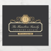 家族エレガントホーム金ゴールド スパークリングワインラベル (シングルラベル)