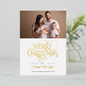 家族エレガントポートレート写真金ゴールドクリスマスカード 箔シーズンカード (立ち正面)