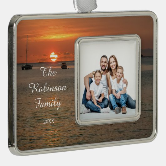 家族エレガントママパパ写真のパーソナライズ シルバープレートフレームオーナメント (右)