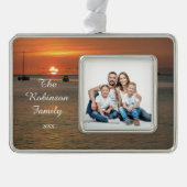 家族エレガントママパパ写真のパーソナライズ シルバープレートフレームオーナメント (正面)