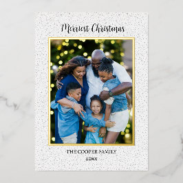 家族エレガントモダン写真クリスマススクリプト金ゴールド 箔シーズンカード