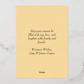 家族エレガントモダン写真クリスマス金ゴールド 箔シーズンカード (裏面)