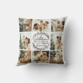 家族エレガントモダン写真コラージュのモノグラムギフト クッション (裏面)