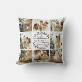 家族エレガントモダン写真コラージュのモノグラムギフト クッション (正面)