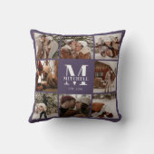 家族エレガントモダン写真コラージュ | パープル クッション (裏面)