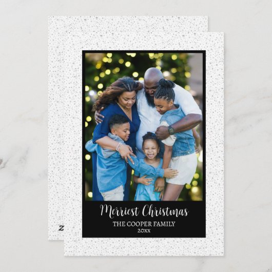 家族エレガントモダン写真ホリデークリスマスカード シーズンカード (正面/裏面)