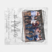 家族エレガントモノグラム写真大理石 フリースブランケット (正面(横))