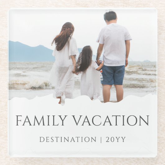 家族エレガント休暇 |家族旅行の写真 ガラスコースター (正面)