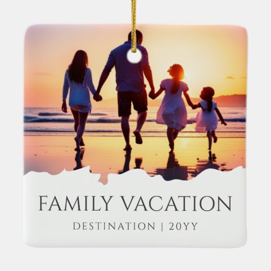 家族エレガント休暇 |家族旅行の写真 セラミックオーナメント (裏面)
