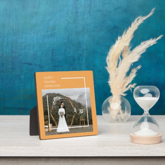 家族エレガント写真とハッピー感謝祭 フォトプラーク (インサイチュ)