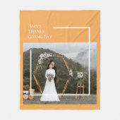 家族エレガント写真とハッピー感謝祭 フリースブランケット (正面)