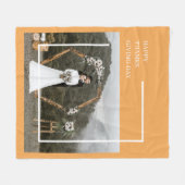 家族エレガント写真とハッピー感謝祭 フリースブランケット (正面(横))