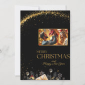 家族エレガント写真とメリークリスマスカード 招待状 (正面)