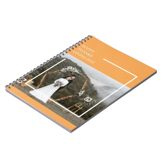 家族エレガント写真と幸せな感謝祭の日の贈り物 ノートブック (左側)