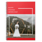 家族エレガント写真と幸せな感謝祭の日の贈り物 ノートブック (正面)