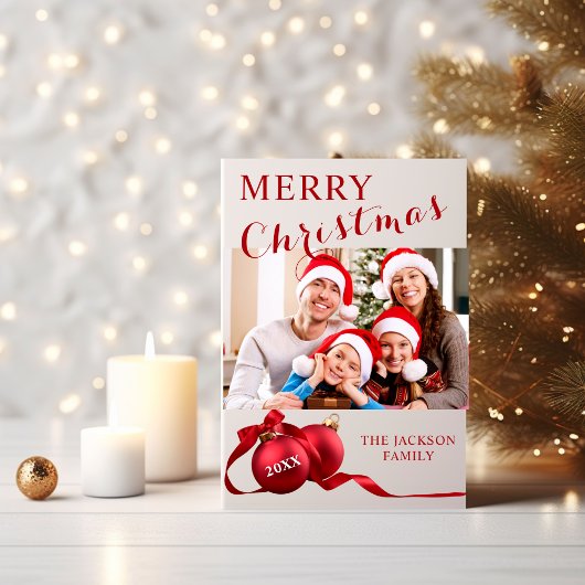 家族エレガント写真のクリスマスカード 招待状