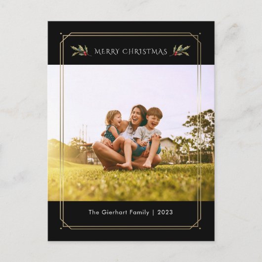 家族エレガント写真クリスマスカスタム シーズンポストカード (正面)