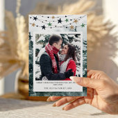 家族エレガント写真クリスマスツリーホリデーカード シーズンカード