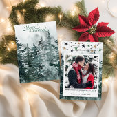 家族エレガント写真クリスマスツリーホリデーカード シーズンカード