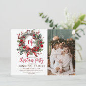 家族エレガント写真クリスマスパーティー水色 招待状 (スタンド正面)