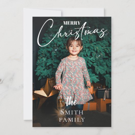 家族エレガント写真クリスマスホリデーカード 招待状 (正面)