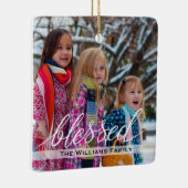 家族エレガント写真クリスマス冬 セラミックオーナメント (右)