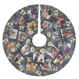 家族エレガント写真コラージュ冬の庭フローラ ブラッシュドポリエステルツリースカート