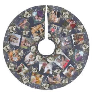 家族エレガント写真コラージュ冬の庭フローラ ブラッシュドポリエステルツリースカート