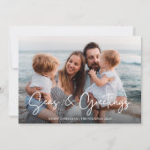 家族エレガント写真ビーチクリスマス シーズンカード (正面)