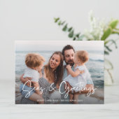 家族エレガント写真ビーチクリスマス シーズンカード (スタンド正面)