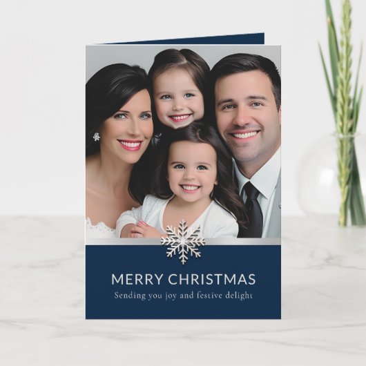 家族エレガント写真メリークリスマスカード カード (正面)