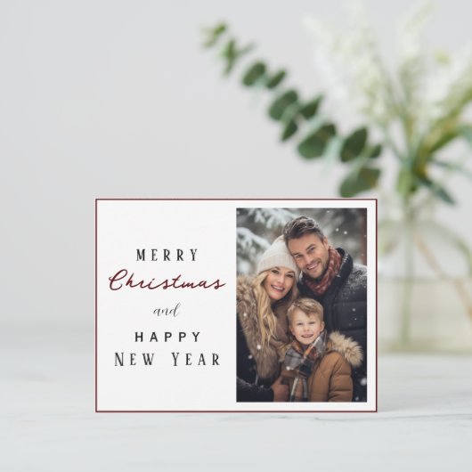 家族エレガント写真メリークリスマス新年 ポストカード (スタンド正面)