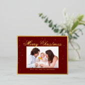 家族エレガント写真メリークリスマス紙吹雪 箔シーズンポストカード (立ち正面)