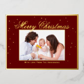 家族エレガント写真メリークリスマス紙吹雪 箔シーズンポストカード (正面)