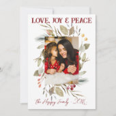 家族エレガント写真リースベリーレッド 招待状 (正面)