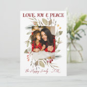 家族エレガント写真リースベリーレッド 招待状 (スタンド正面)