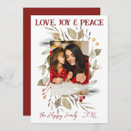 家族エレガント写真リースベリーレッド 招待状