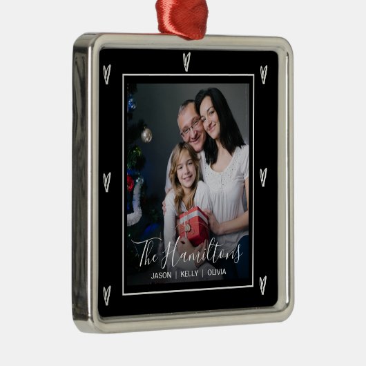 家族エレガント名写真クリスマス メタルオーナメント (右)