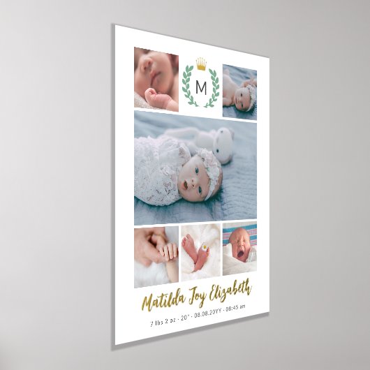 家族エレガント名渦巻形の6写真フォイルプリント 箔ポスター (レイダウン)