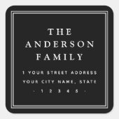 家族エレガント名縁ど黒差出人住所 スクエアシール (正面)