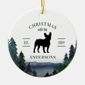 家族エレガント名Frenchieクリスマス セラミックオーナメント (正面)