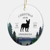 家族エレガント名Frenchieクリスマス セラミックオーナメント (左)