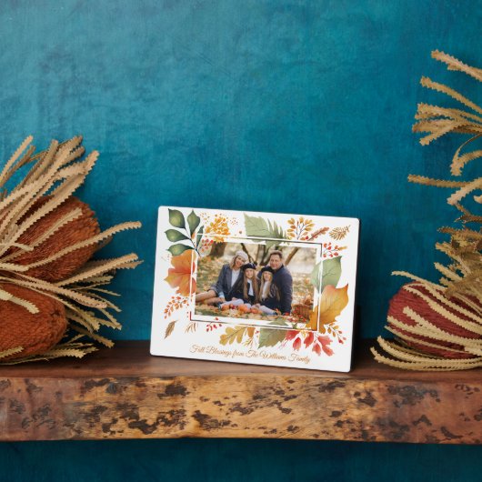 家族エレガント感謝祭紅葉写真 フォトプラーク (側面)